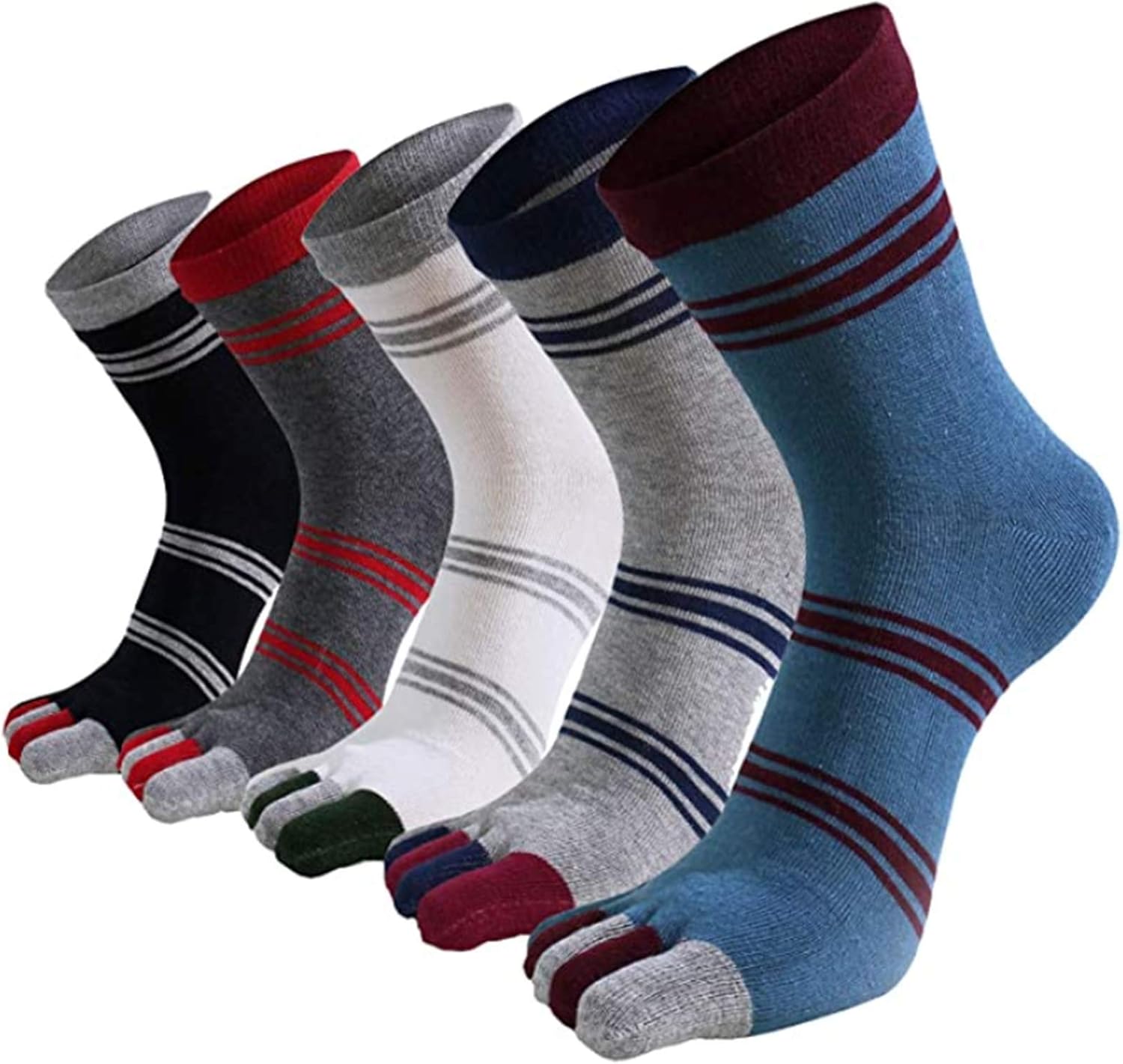 Men Toe Socks Cotton Athletic Running Ankle Five Finger Crew Sock Size