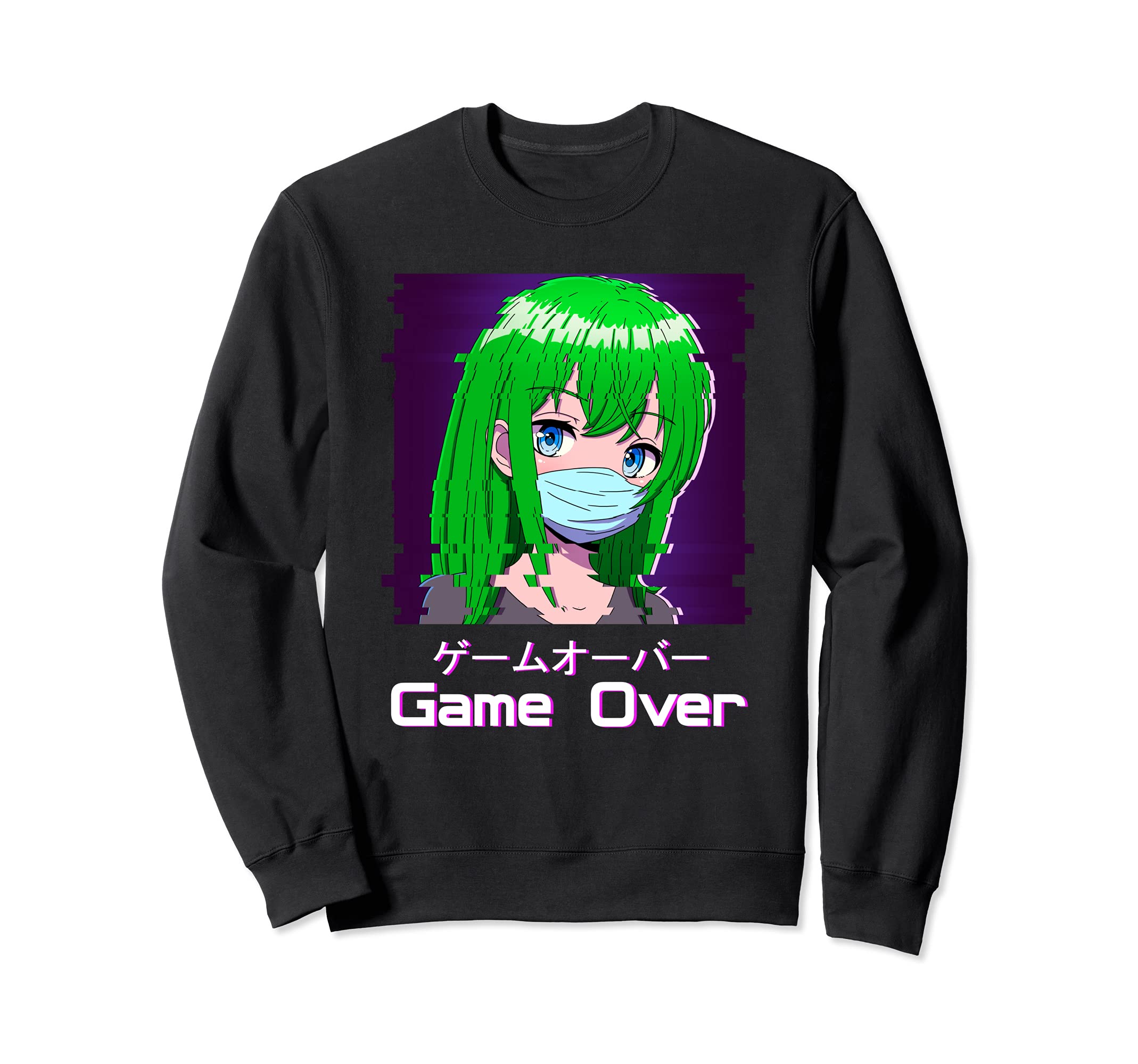 Game Over Japanese Vaporwave Aesthetic Sad Anime Girl Sweatshirt