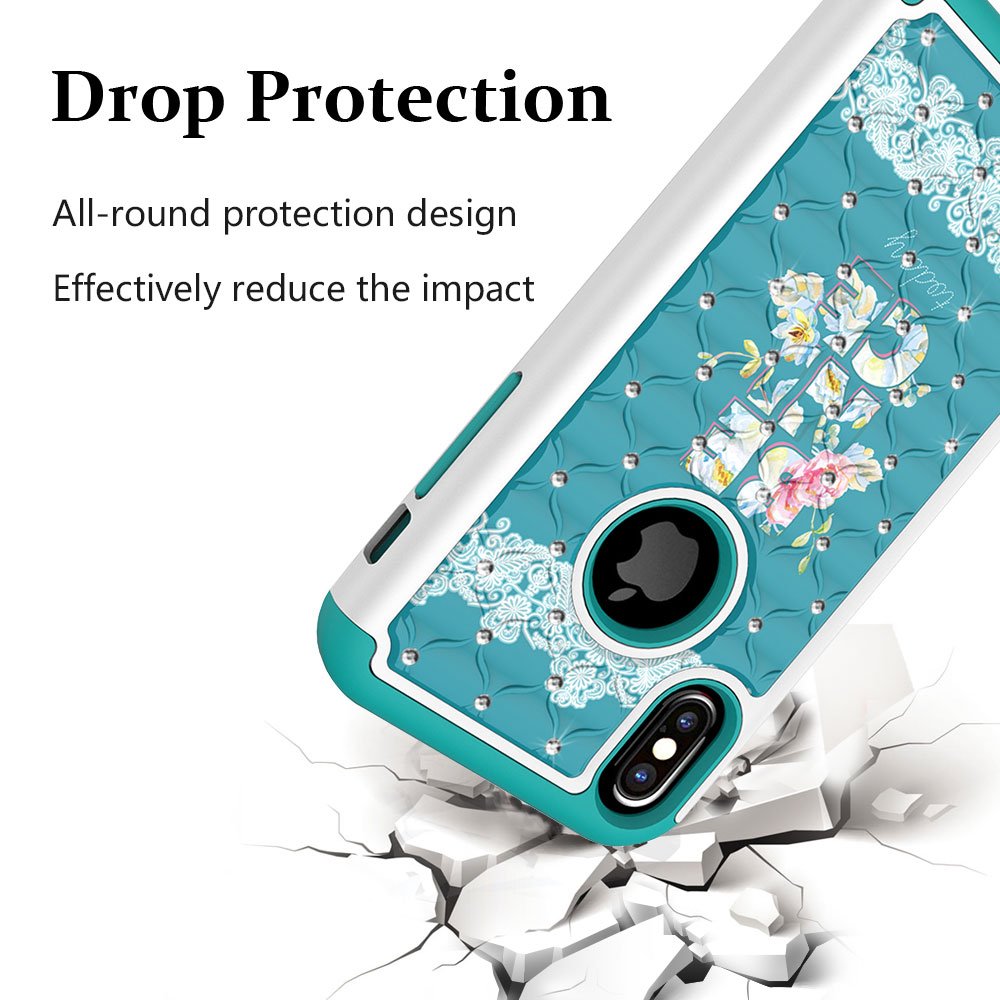 iPhone X Case, MagicSky [Shock Absorption] Studded Rhinestone Bling Hybrid Dual Layer Armor Defender Protective Case Cover for Apple iPhoneX - Be Nice