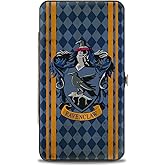 Buckle-Down Hinge Wallet - RAVENCLAW, Crest Stripes/Diamonds Blues/Gold, 7" x 4"