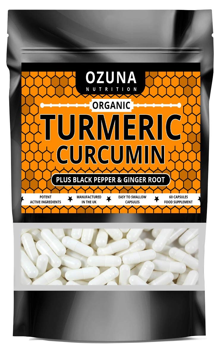 Organic Turmeric Capsules High Strength Curcumin with Black Pepper and Ginger 1812mg | 60 Capsules