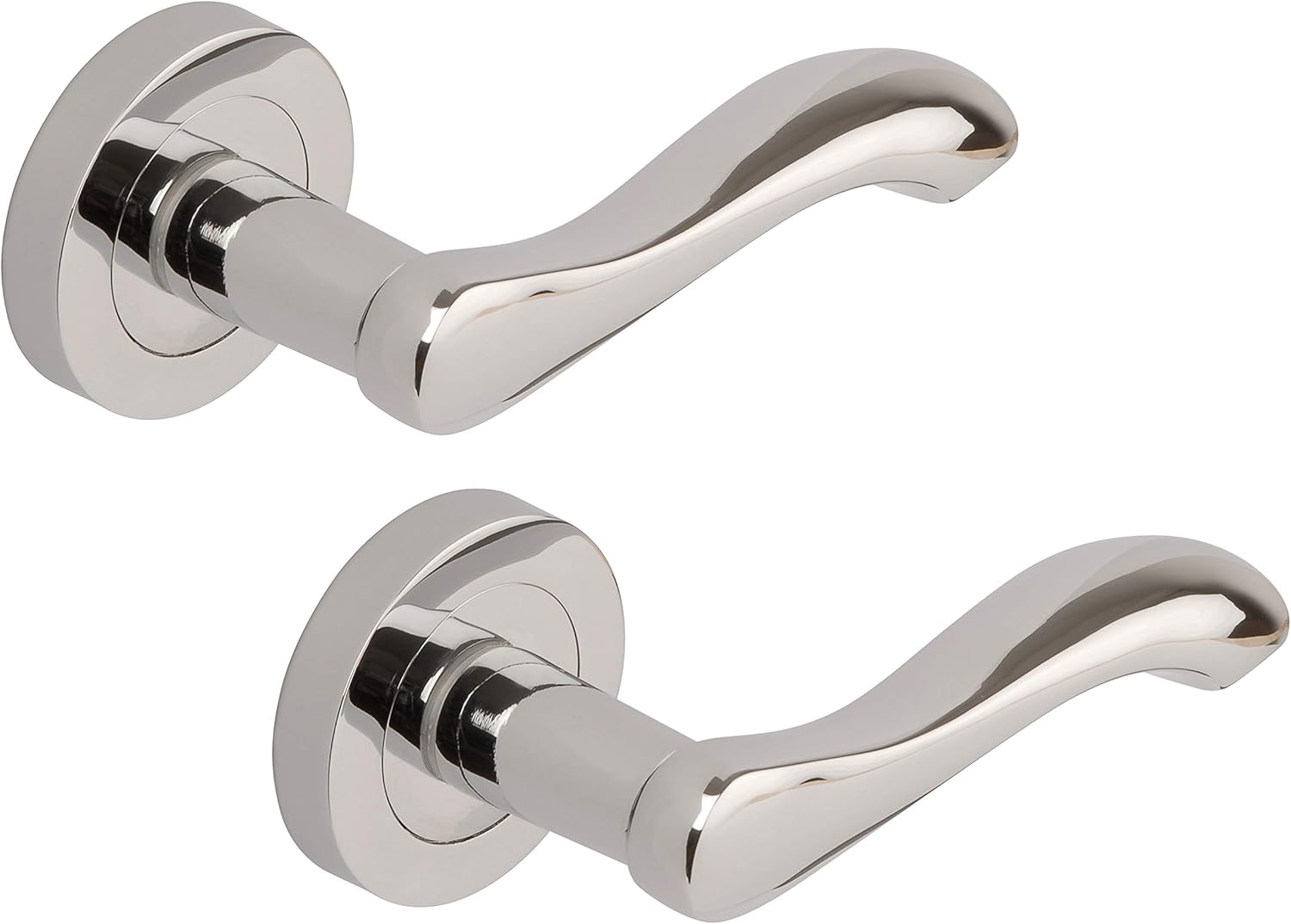 Excel DH3680 Venus Passage Door Handles on Round Rose, Polished Chrome