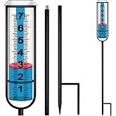 JMBay Rain Gauge Outdoor, Accurate rain gauges Outdoors Best Rated, Tall rain Gauge for Yard with Stake, Decorative rain Measure Gauge for Garden, Deck, Lawn with red Floating Buoy, Adjustable Height