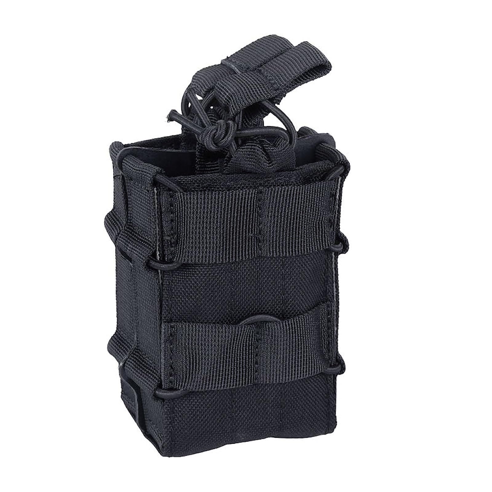 EXCELLENT ELITE SPANKER Tactical Molle Single/Double Open-Top Mag Pouch for M4 M14 M16 AR15 G36 Magazine(Double,Black)