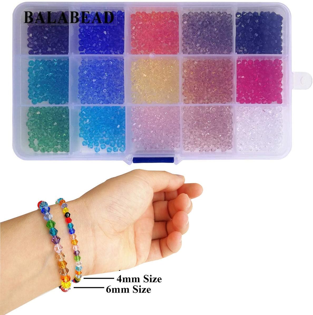Wholesale 4mm Bicone Faceted Crystal Glass Beads for Jewelry Making DIY Craft Beads for Necklace 15 Colors Mix Lot in Box (Total 1500pcs) - Image 4