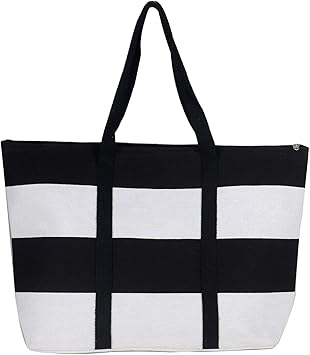 striped beach tote