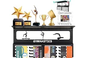 iBobbish Metal Medal Hanger Display,Non-Slip Trophy Shelf with 20 Hooks,Wall Mount,Heavy Duty,Non-Bent,Holds 22-33lbs,for Gymnastics,Race,Soccer,Swim