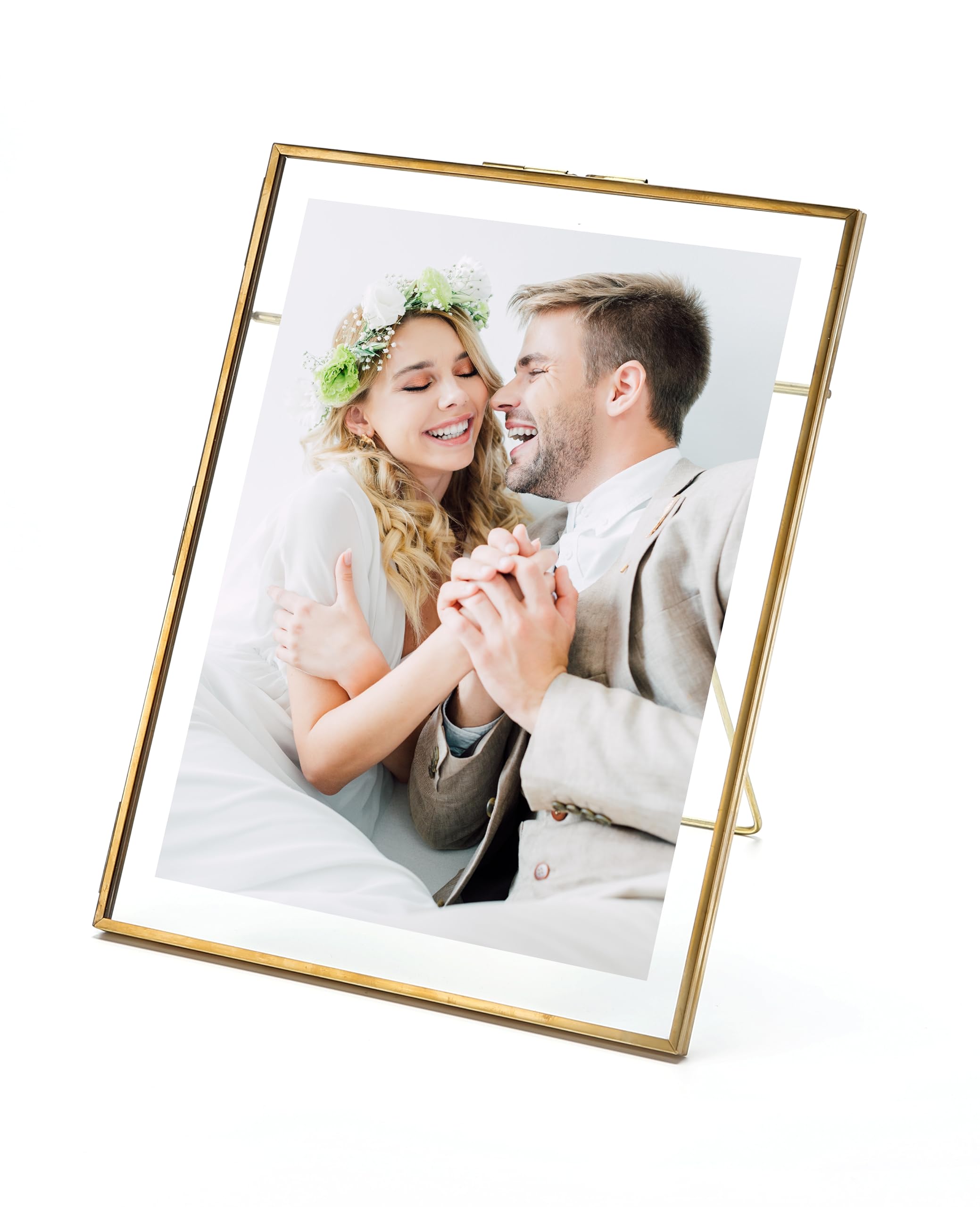 Rising Star Brass Frame, Single 8x10 Picture Frame, Gold Metal Pressed Glass Photo Frame