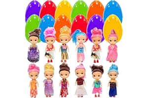 Holydeck 12 Pack Jumbo Prefilled Easter Eggs with Princess Dolls Toys Inside for Dollhouse Easter Basket Stuffers Gifts for Kids Girls Boys Toddlers Easter Basket Stuffers Eggs Fillers