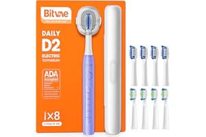 Bitvae Ultrasonic Electric Toothbrushes for Adults and Kids, ADA Accepted Rechargeable Travel Sonic Toothbrush with 8 Brush H