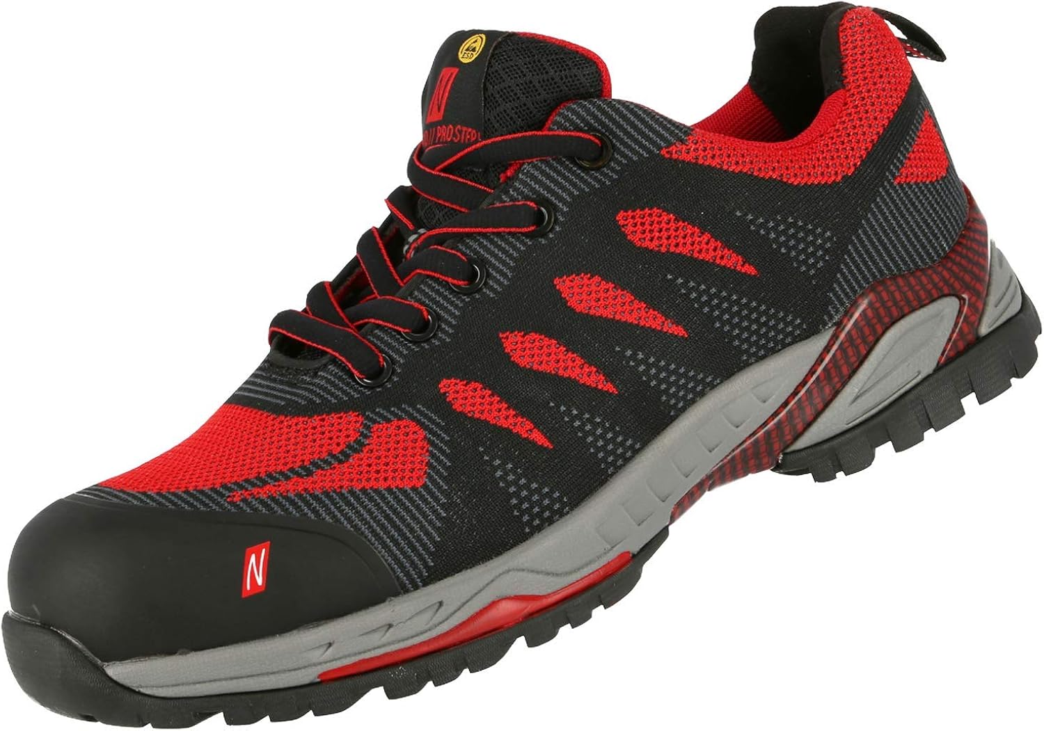 Nitras 7410 ESD Work Shoes S1P SRC Red/Black | Sporty Safety Shoe with ...