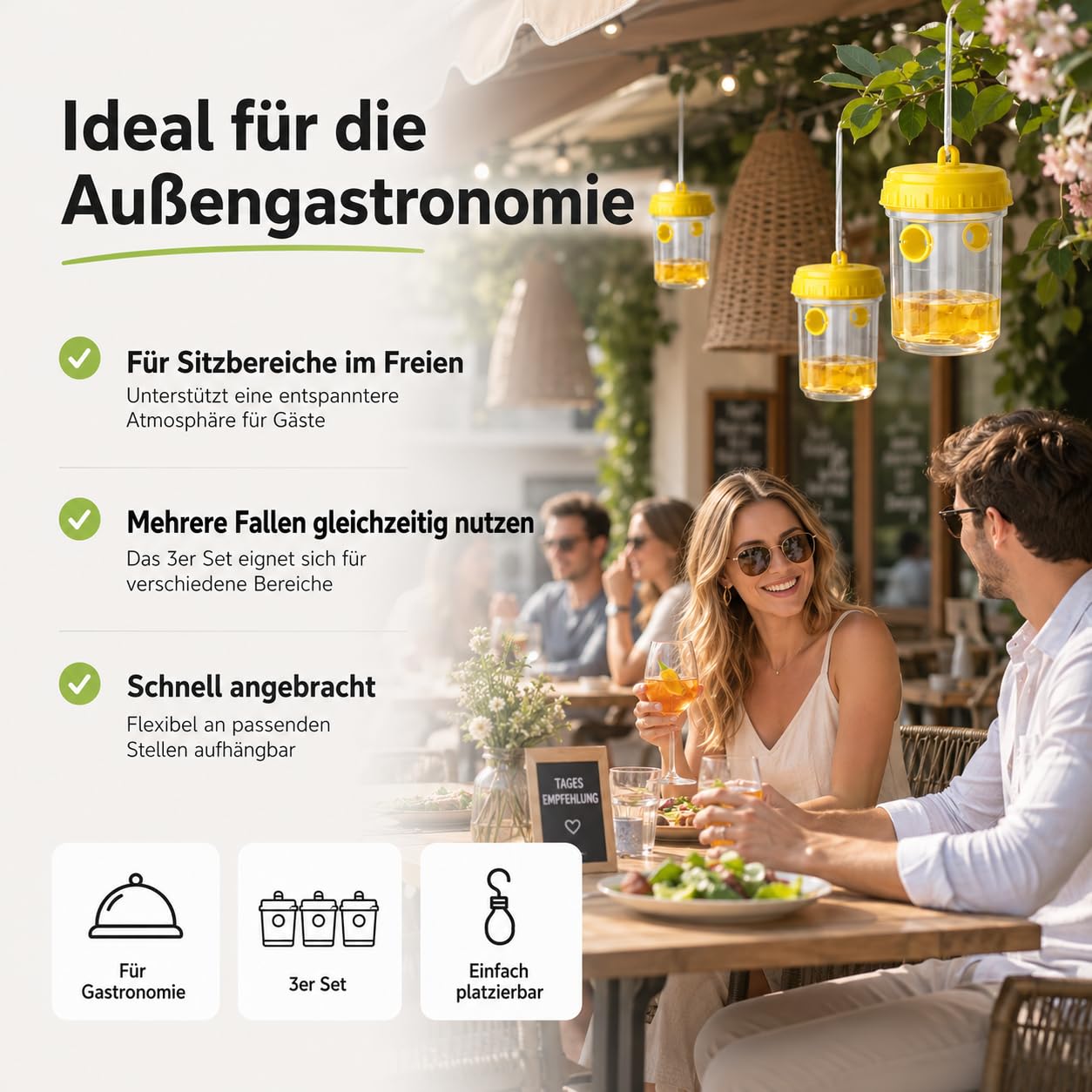 Wespenfallen – Starke Wespenabwehr für Außenbereiche – praktische Lösung gegen Wespen für Garten, Balkon und Outdoor - Insektenfalle (3X) 6