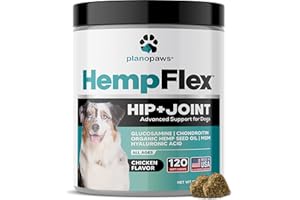 HempFlex - Glucosamine Chondroitin for Dogs - Hemp Oil for Dogs - Safe, All-Natural Dog Joint Supplement - 120 Mobility Hemp 