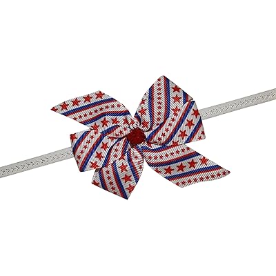 Wd2u Baby Girls Infant Spiraling Red White Blue Hair Bow Stretch