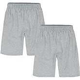 Hanes Boys Jersey Shorts Pack, 2-Pack, Cotton Shorts for Boys with Pockets, Pull-On Shorts
