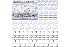 Waltool 400Pcs Cable Clamps Assortment Kit, 3/16'' 1/4'' 3/8'' 1/2'' 3/4'' 1'' R-Type Nylon Wire Clips Fastener, 0.56" 0.44” 