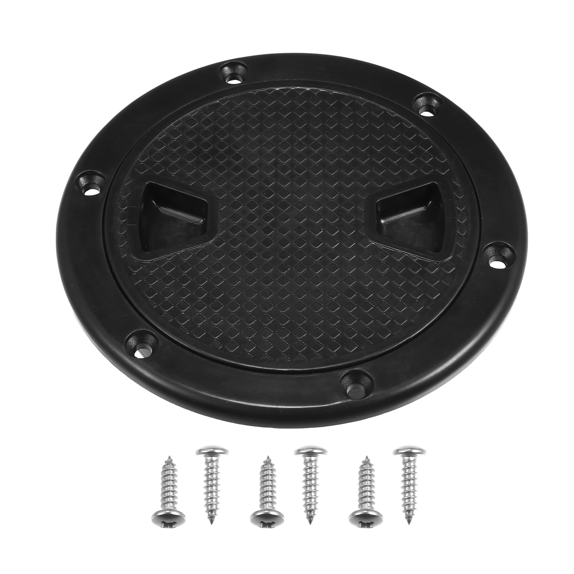 X AUTOHAUX 1 Pcs 4" Boat Inspection Deck Plate Hatch W/Detachable Cover Black