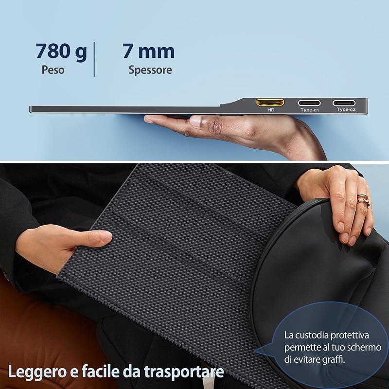 Monitor Portatile, 15.6'' IPS FHD 1920x1080 con HDR