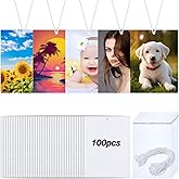 Maitys 100 Pieces Sublimation Air Fresheners Blanks Sheets DIY Felt Air Freshener Rectangle Fragrant Sheets with 100 Pieces Bags and Rope for Car and Home Hanging Decoration