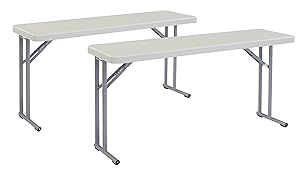 (2 Pack) National Public Seating 18" x 60" Heavy Duty Seminar Folding Table, Speckled Grey