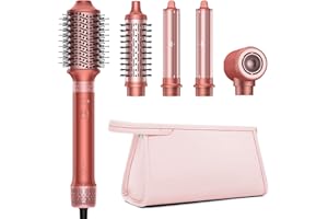 HITTIONA 5 in 1 Hair Styler Hot Air Styler - High-Speed Hair Dryer Brush, Fast Drying No Heat Damage Ionic Blow Dryer Brush for Women Volumizing, Curling, Straighten, Frizz-Free Multi Stylers Travel Bag