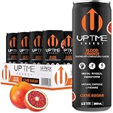 UPTIME Energy Drink, Blood Orange Cane Sugar, 12 Pack, Vitamin C, L Theanine, Calcium, Energy Drinks for Focus Support, 142mg of Natural Caffeine per Serving, Clean, Natural, Non GMO, 12 fl oz Cans