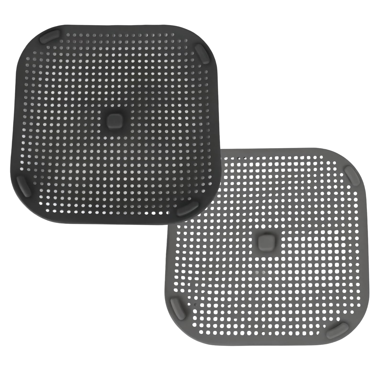 Photo 1 of 2-Pack Reusable Silicone Splash Guards Compatible with Ninja FN101 Air Fryer & Crispi - Heat-Resistant Oil Splatter Mat with Lock Tabs, Easy-Lift Handle,Anti-Spill Protector (Black & Grey)
