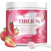 Migcopat 14G Fiber Supplement with Probiotics, Prebiotics, Digestive Enzymes, Vitamin C, Magnesium, Fruit&Herb Powder, Fiber Powder for Digestive Health & Skin Health, No Sugar, Strawberry, 40 Serv.