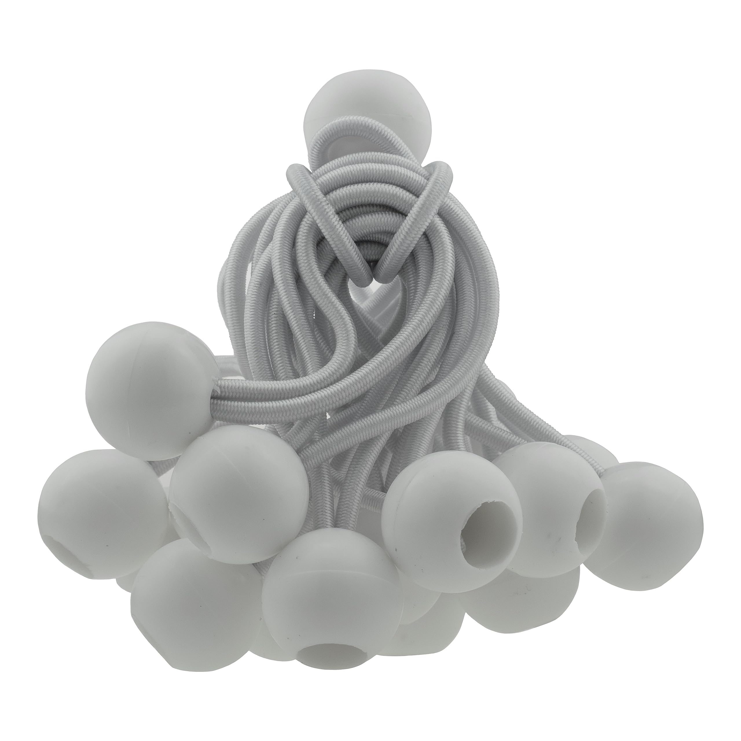 white elasticated STRETCHY bungee ball for marquee toggles,tie down straps for tarpaulin,sheeting garden and indoors.Pack of (40 x4")