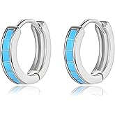 coadipress Turquoise Hoop Earrings for Women 12mm Minimalist Dainty Blue Small Huggie Hoops Earrings Hypoallergenic Lightweight Simple Ear Jewelry for Her