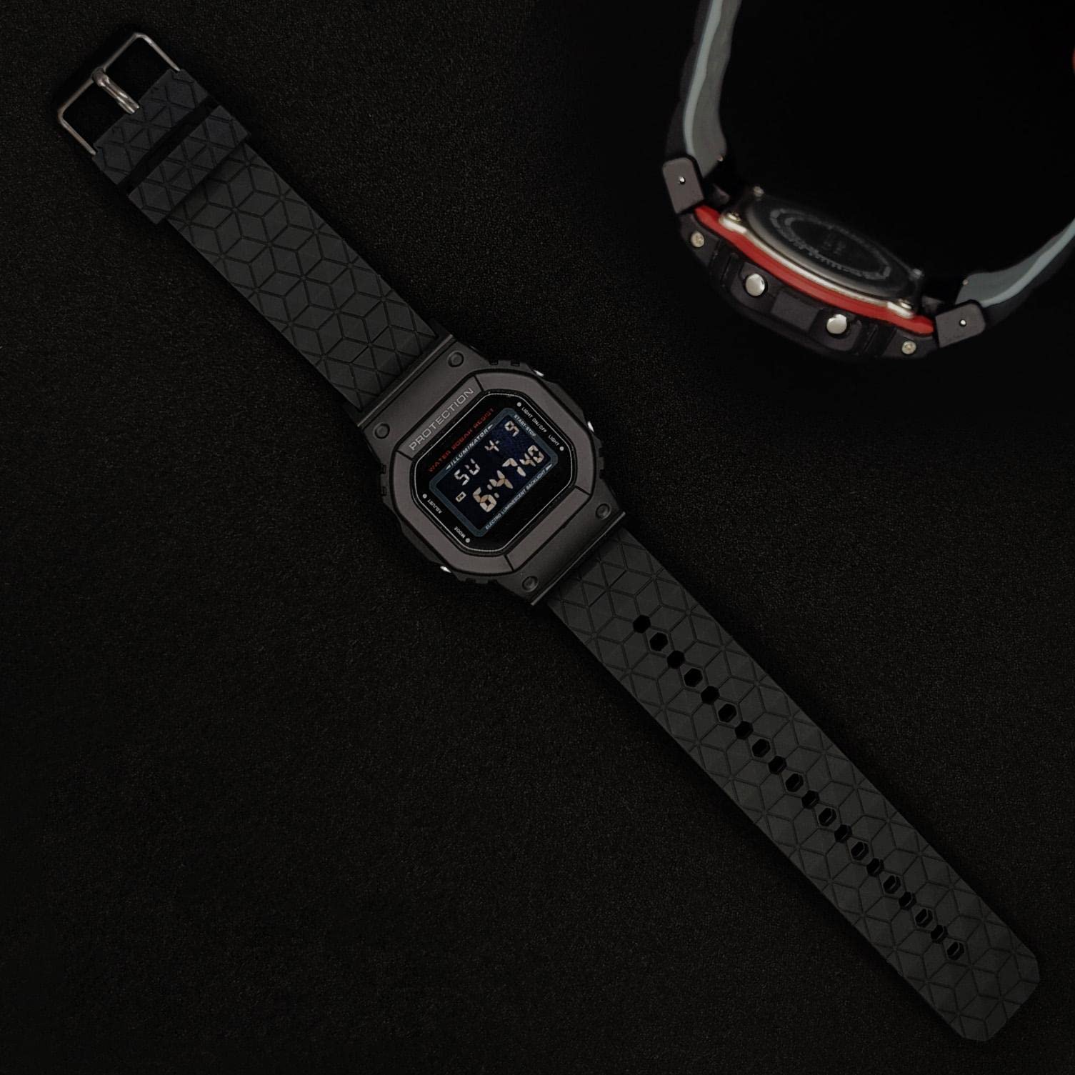 Abanen Silicone Watch Bands Compatible with Casio gshock DW-5600/8900, Sport Bicolor Silicone Strap with Lightweight Plastic Connector Waterproof Wristband for GA-100/GW-B5600/GB-5600 /GW-6900