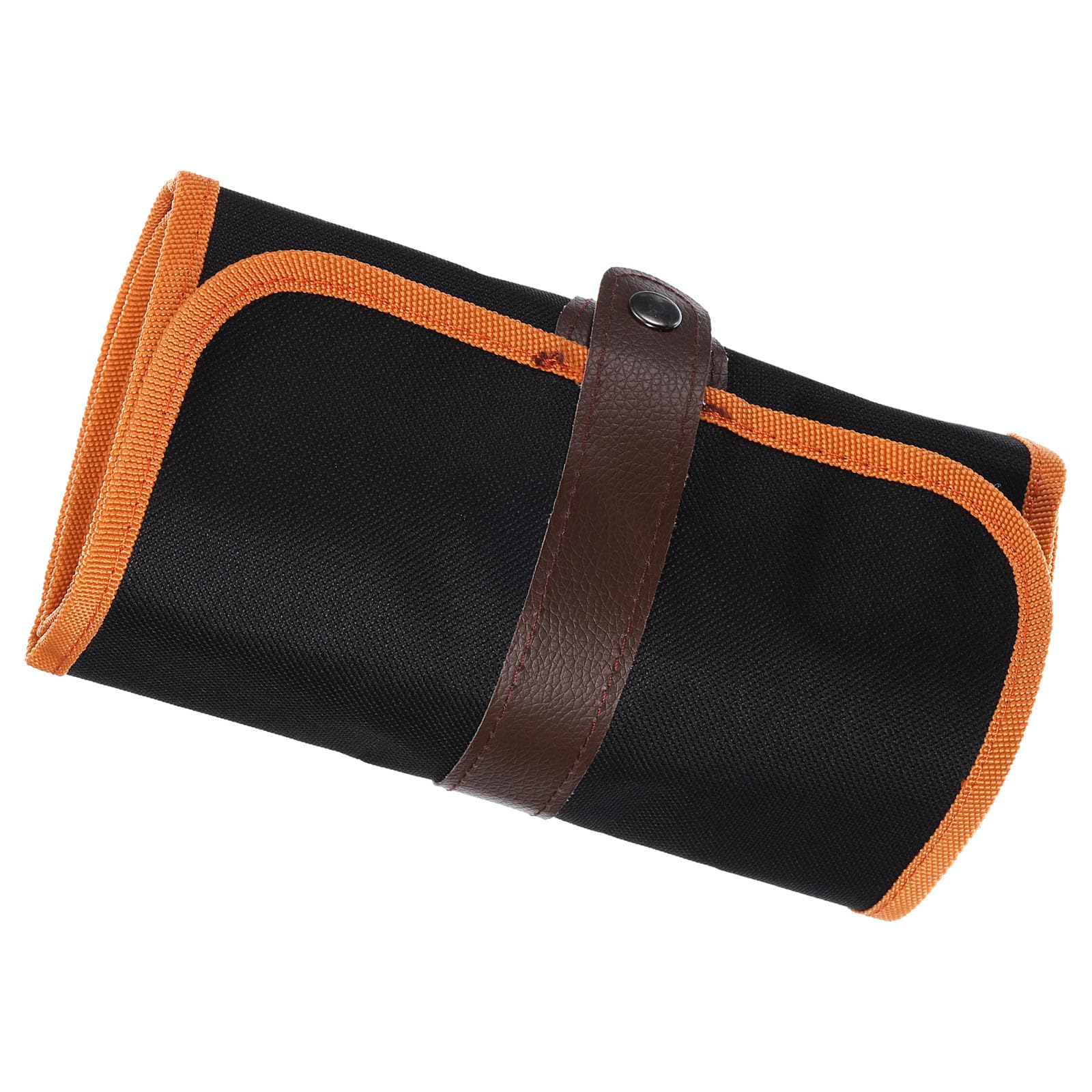 PATIKIL Handmade 72 Slots Roll Up Pencil Case, Oxford Cloth Pencil Wrap Pouch Pen Holder Organizer for Artist Drawing Coloring Sketching, Orange/Black