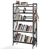 ybaymy Book Carts with Wheels Library Rolling Book