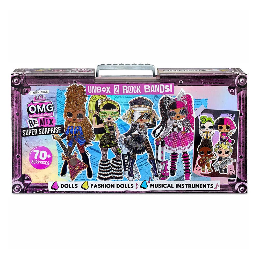L.O.L. Surprise! OMG Remix Super Surprise – 4 Fashion Dolls, 4 Musical Instruments & 70+ Surprises