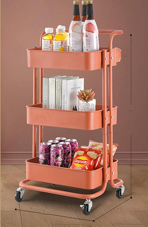 Carro de servicio de 3 niveles Carro rodante de metal Carro de servicio