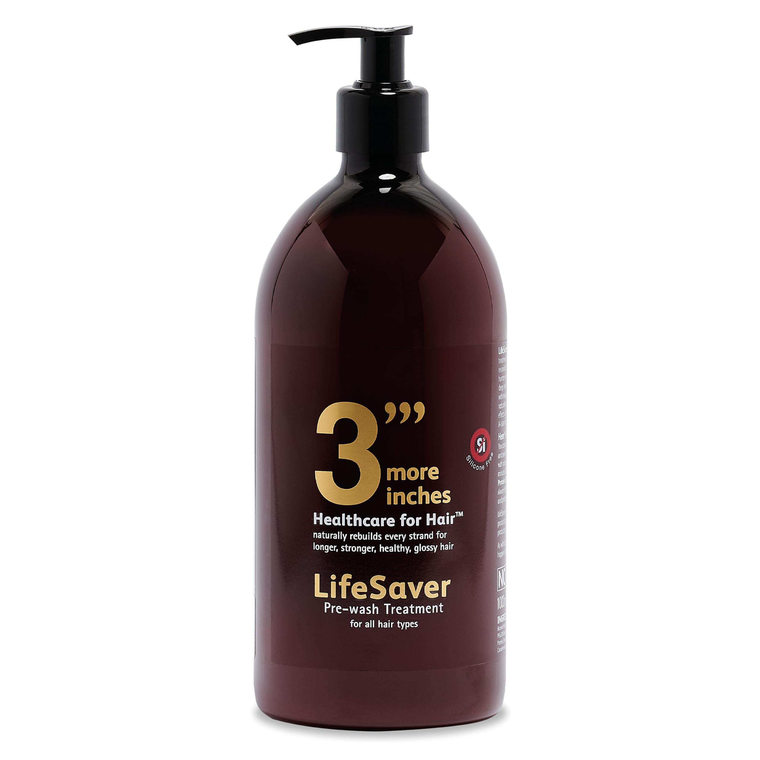 3"' More Inches Lifesaver Prewash Treatment 1000ml - Hair Repair Pre-Shampoo - Broken Bond Restore Treatment - Sulphate & Silicone Free, No Added Fragrance - Hair Care by Michael Van Clarke