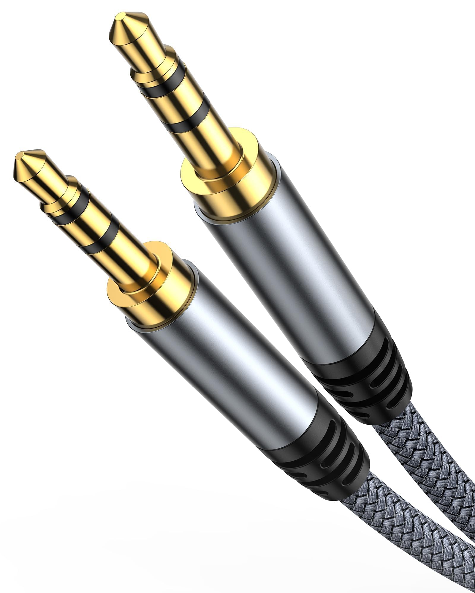 Highwings オーディオケーブル aux ケーブル 3.5mm オーディオケーブル 1.2m ヘッドホンケーブル オス-オス ステレオミニプラグ ハイレゾ音質 ナイロン編み 高耐久性 金メッキ イヤホンジャック 音声ケーブル スピーカー/ヘッドフォン/PC/スマホ/MP3/モニター/ステレオシステムなどに対応 の商品画像