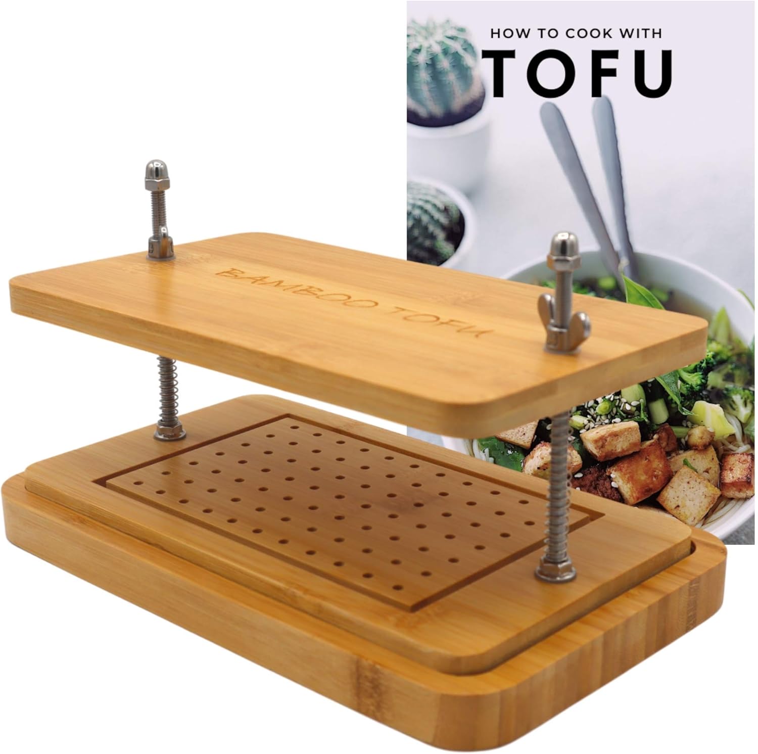 Bamboo Tofu Press Kit for Quick Preparation of Super Extra Firm Tofu