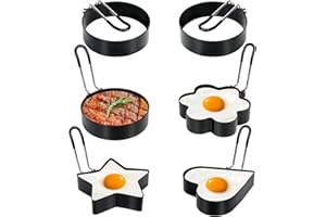 6 Pack Eggs Rings, Stainless Steel Egg Cooking Rings, Round Pancake Mold for Frying Eggs, Omelet and Muffins, Non-stick Fried