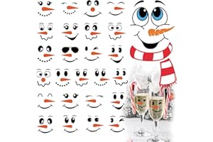 HUAHUI 26 PCS Snowman Face Stickers for Crafts Christmas Vinyl Snowman Face Decals for Ornaments Glass Water Bottles Cup Window Wall Christmas Decorations (26Pcs Snowman Face)