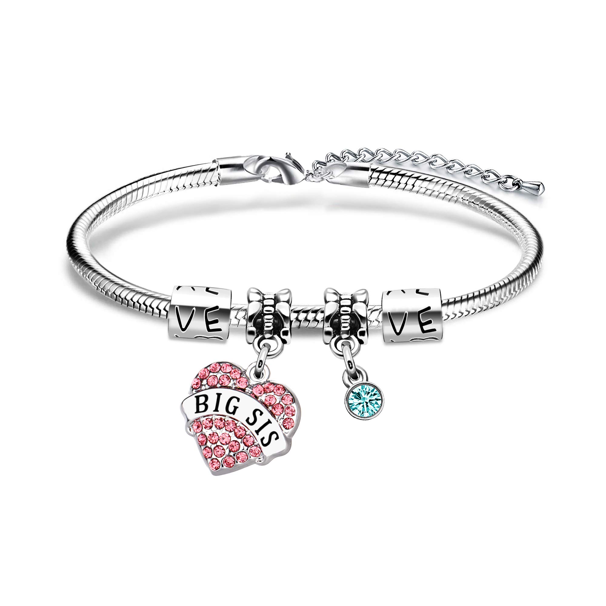 Coagurmes Sisters Rhinestones Bracelets for Women Girl Big Sister Sister Birthday Gifts Jewellery (big sis)