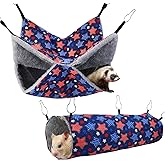 petonfun Ferret Rat Hammock Set Guinea Pig Hideout Bed,Soft Hamster Toys Hanging Tunnels and Tubes,Plush Small Animal Pet Chi