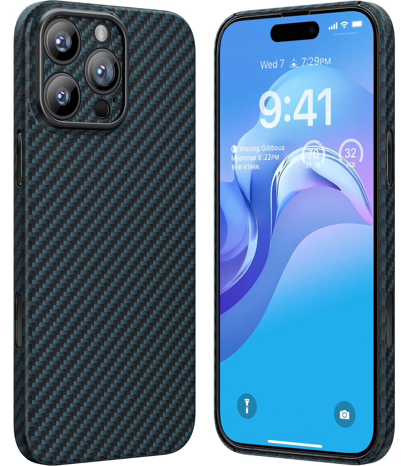 memumi Aramid Fiber for iPhone 16 Pro Max Case, [NO-case Feeling] Durable Sturdy Aramid Fiber with 0.5mm Slim Case for iPhone 16 Pro Max Thin and Minimalist Design Blue