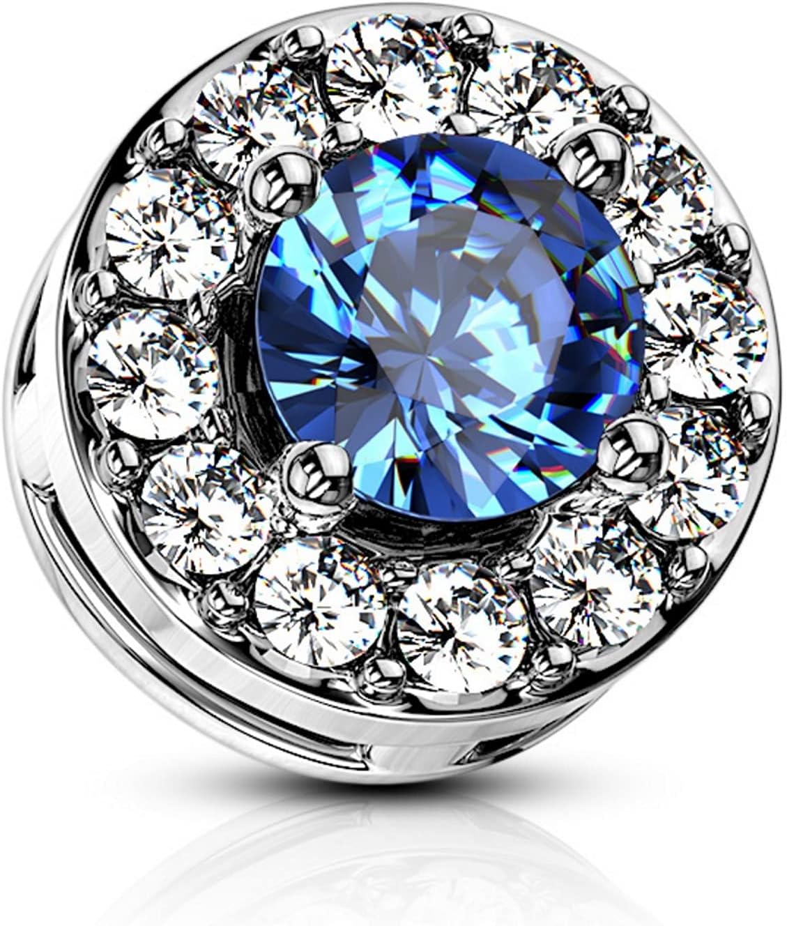 BYB JewelryDouble Tier Round CZ Center Surgical Steel Dermal Anchor Top