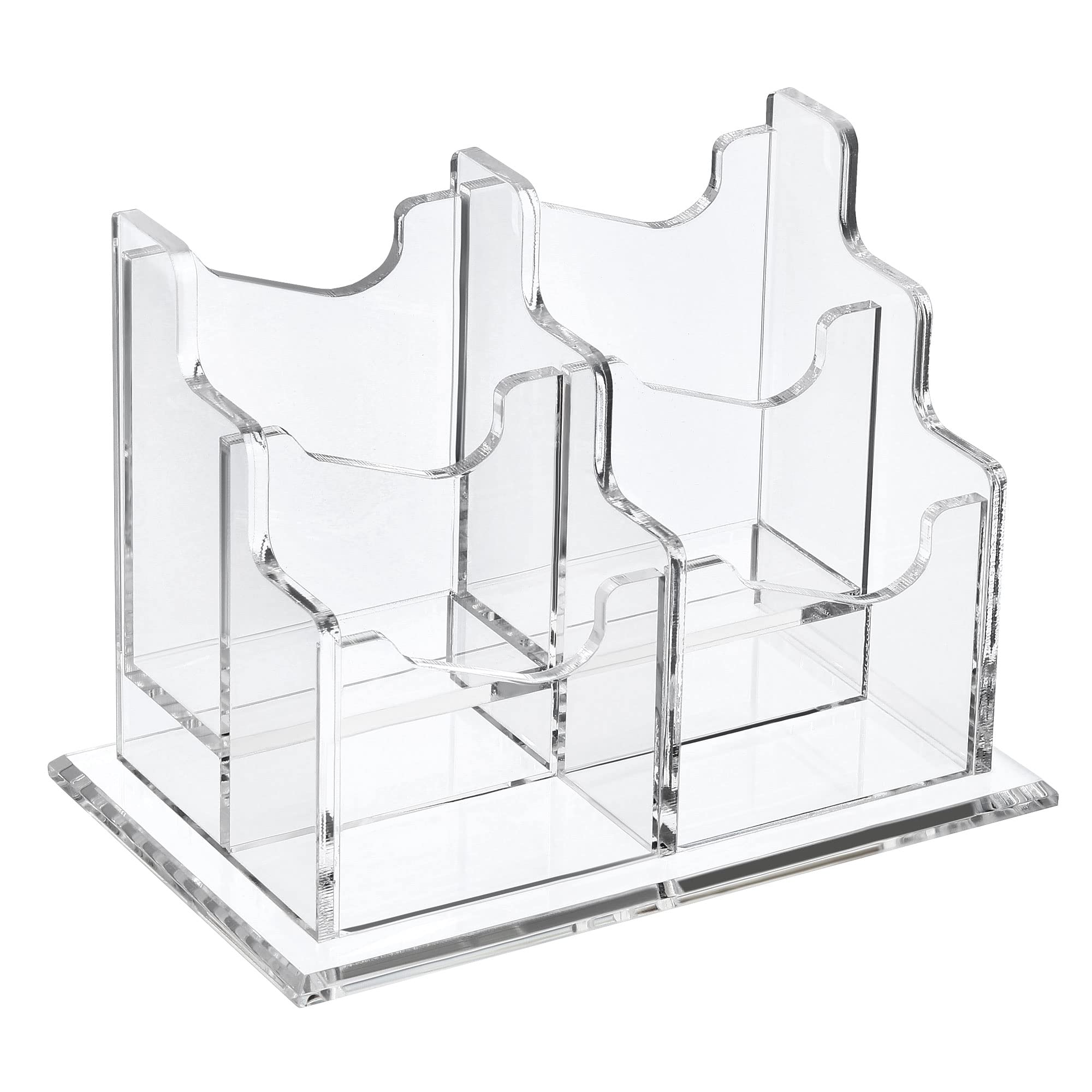 PATIKIL Business Card Holder, Acrylic Vertical 4 Slots Desktop Name Cards Display Stand for Office Desk, Clear