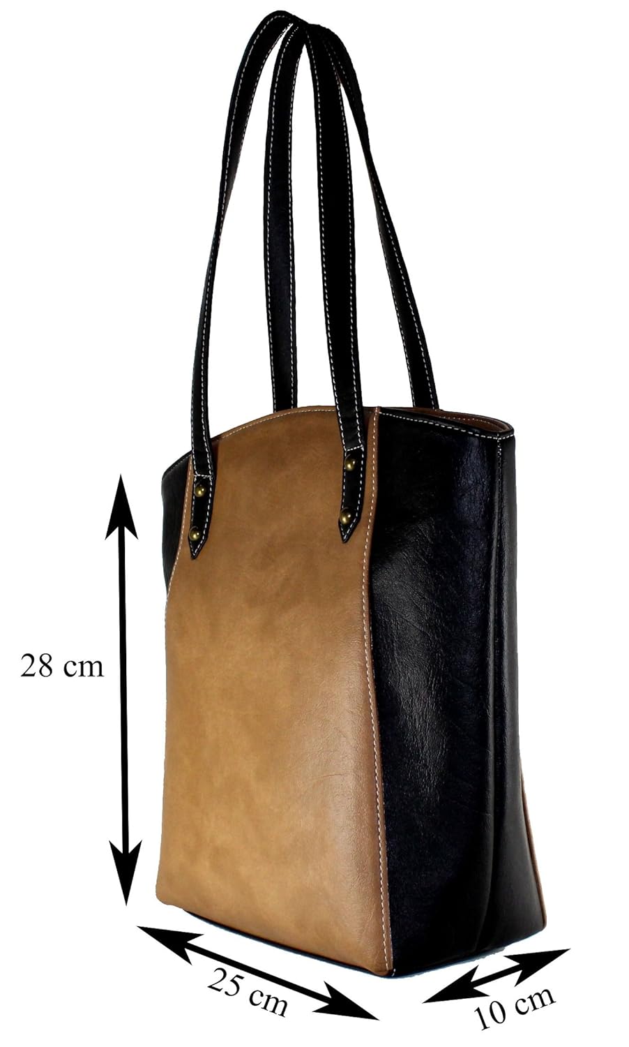 fargo motley pu leather women's & girl's tote handbag (beige,black_fgo-007)