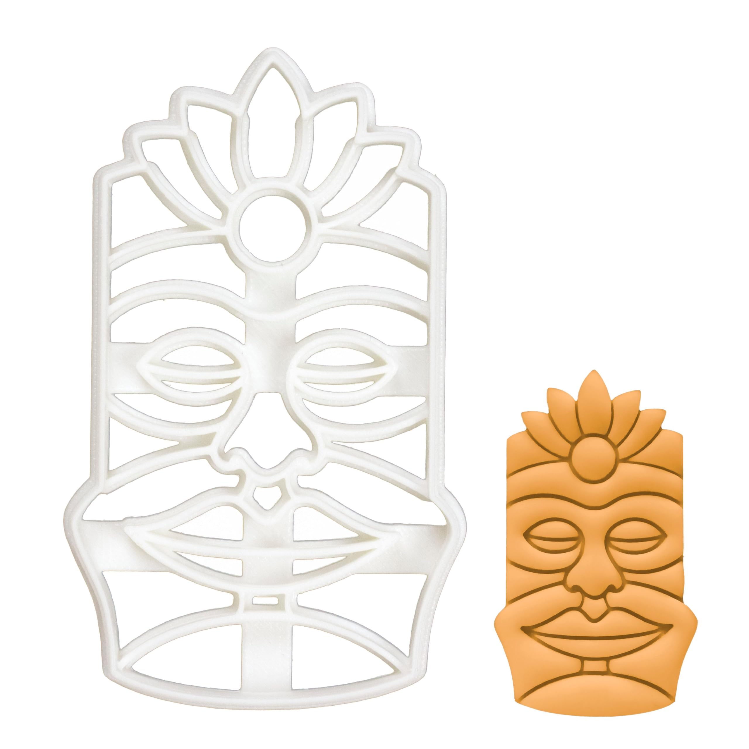 BAKERLOGY Calm Tiki Mask Cookie Cutter - Detailed Biscuit Cutter Design for Baking and Crafts, Ideal on Fondant, Dough, Clay
