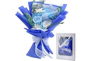 AXQUET Preserved Flower Bouquet Blue Bouquet Flowers with Gift Box Eternal Roses for Women Mom Wife Girlfriend Grandma Gift for Valentine Anniversary Birthday Christmas for Delivery