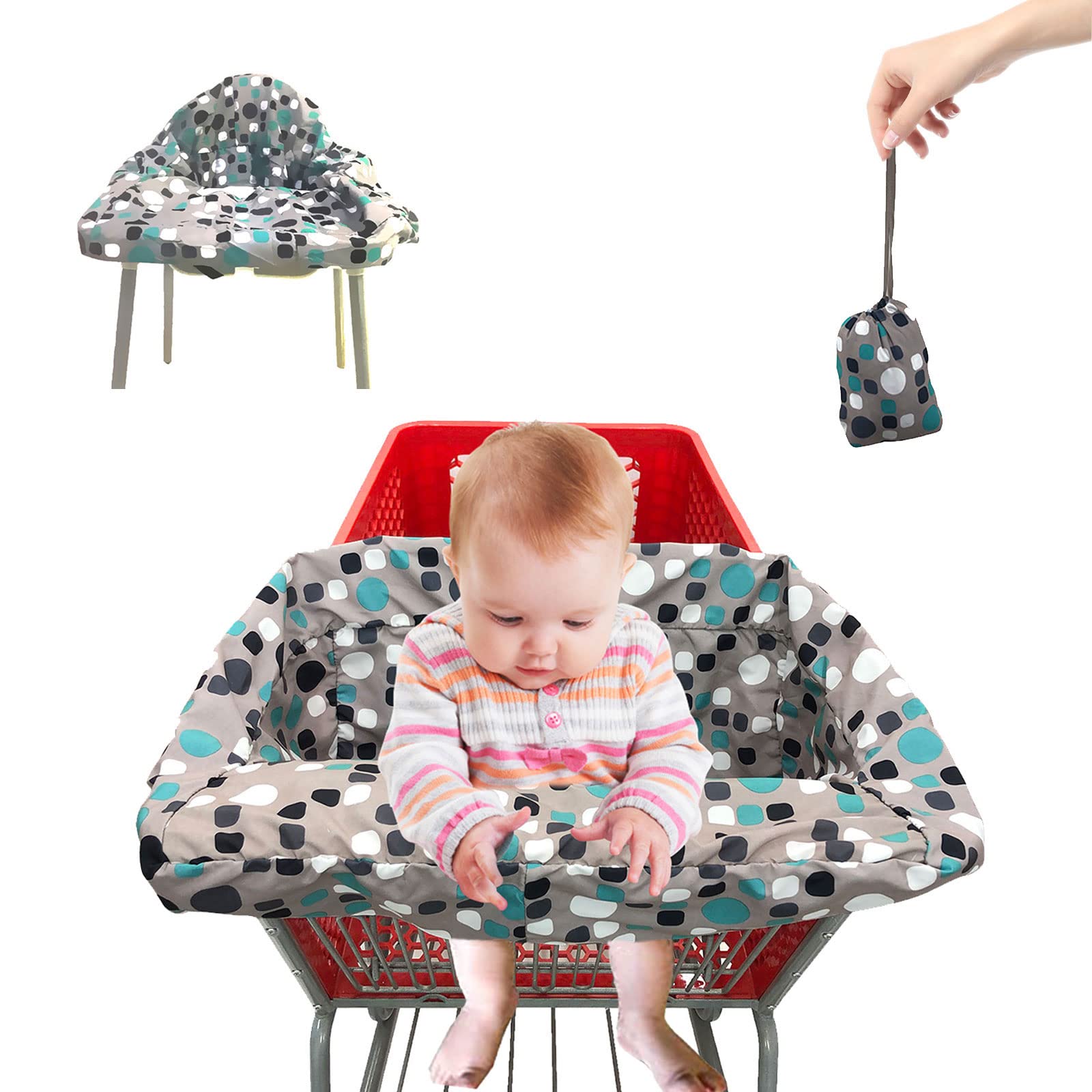 Photo 1 of Pozico 2-in-1 Shopping Cart Cover for Baby – High Chair Cover, Grocery Cart Cover, Machine Washable with Portable Cloth Bag – Baby Cart Seat Cover for Boys & Girls – Bluepoint Design