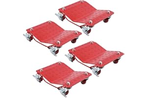 ELITEEDGE Car Dolly Set of 4, 6000LBS Capacity Wheel Dolly, Heavy Duty Tire Cart Moving Cars with 360° Rotational Wheel, Red